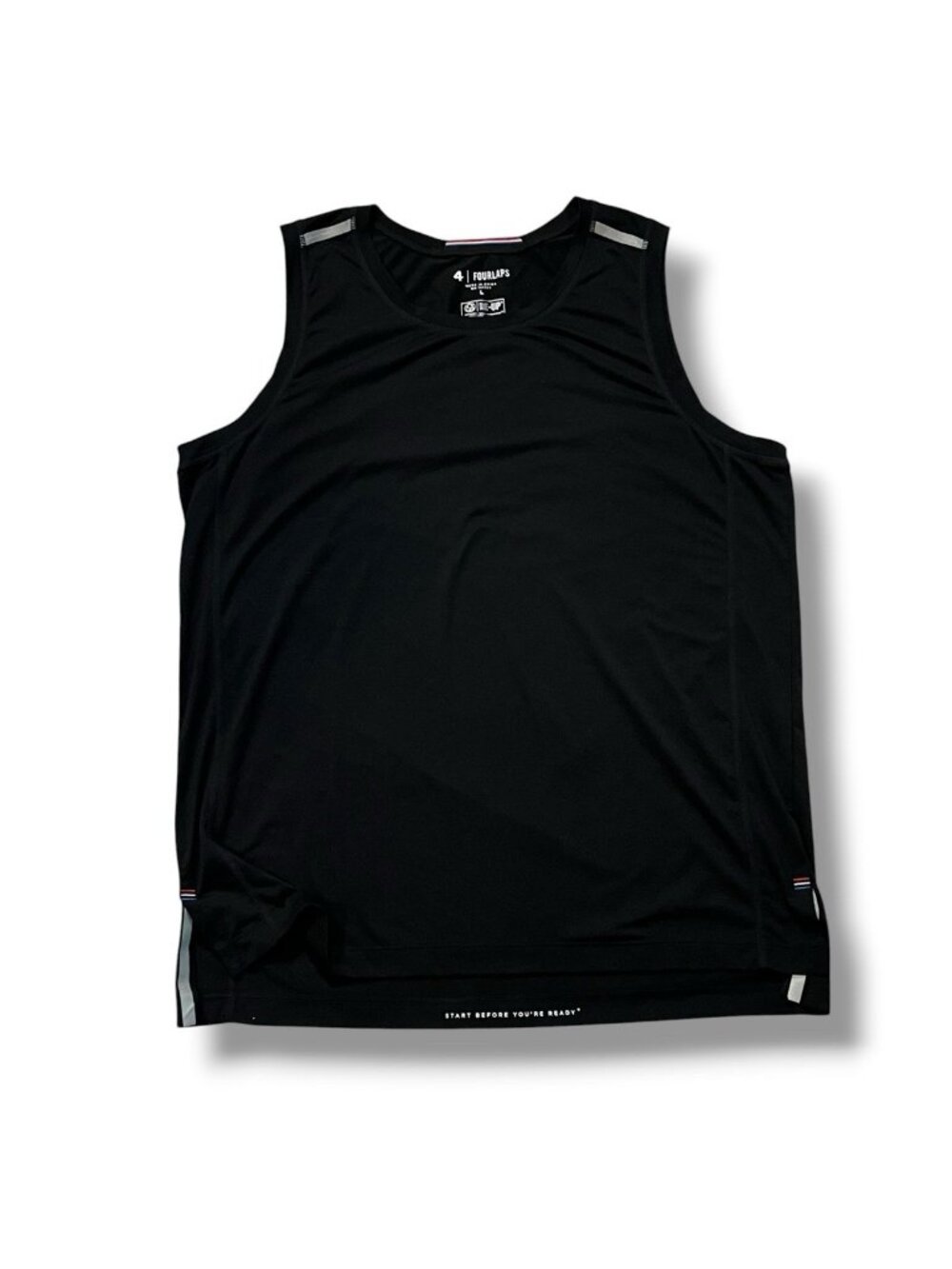 Four Laps Level Tech Tank Top Mens Large Black Running Gym Athleisure Sporty